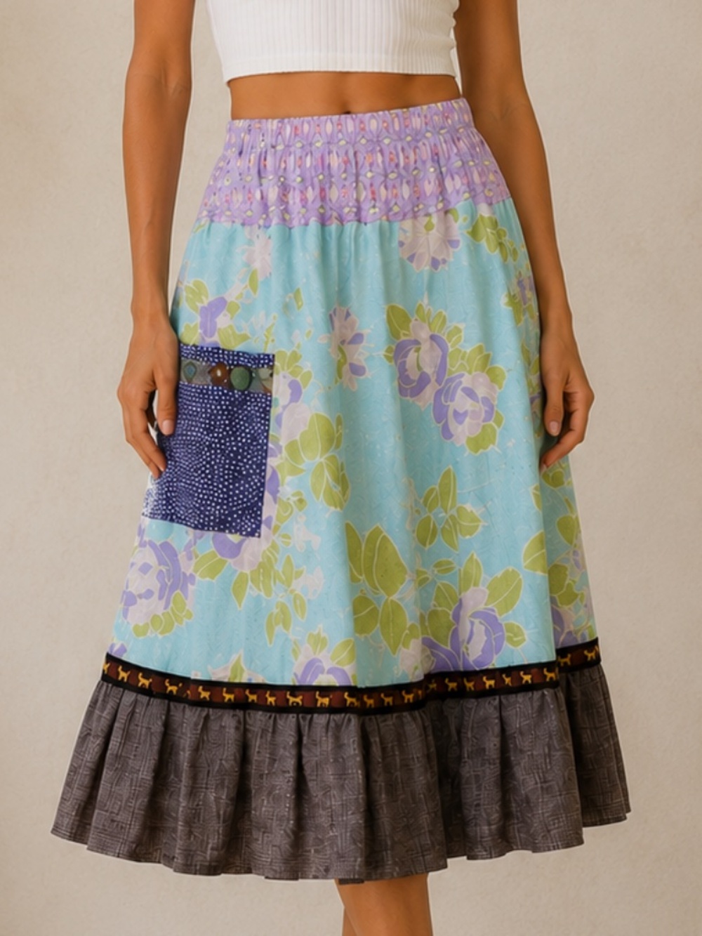 Matilda Jane Floral Dachshund Ruffle Skirt Size M Prairie Whimsical Cottagecore